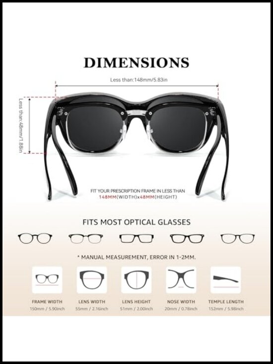 Polarized Fit Over Glasses Sunglasses UV400 Protection Oversized Frame Wrap main image 4